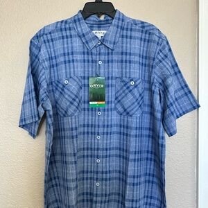 Orvis Men's Blue Plaid Shirt